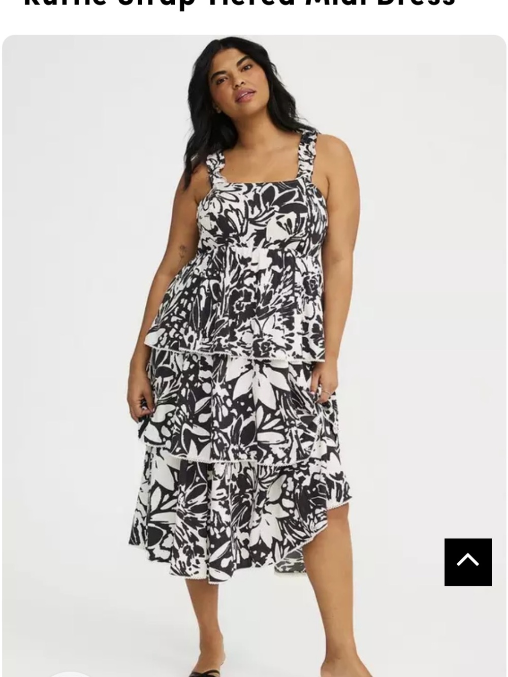 torrid Black & White Floral Tiered Midi Dress